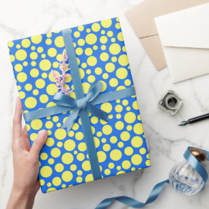 Yellow peas on a sky blue background wrapping paper