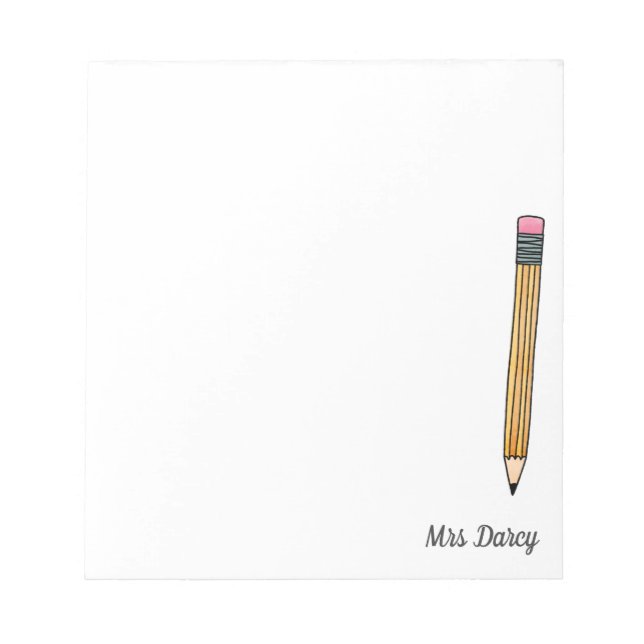 Yellow Pencil Personalized Teacher Notepads (Front)