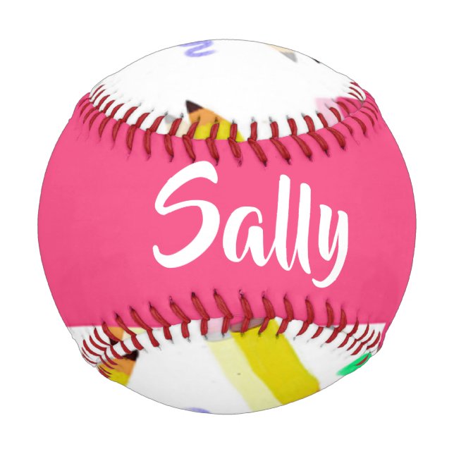 Yellow pencils and scrabbles on white baseball (Front)