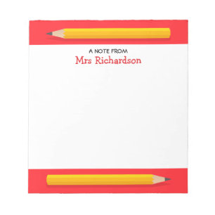 Yellow pencils personalized name teacher notepad