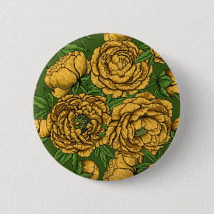 Yellow peony bouquet 2 inch round button