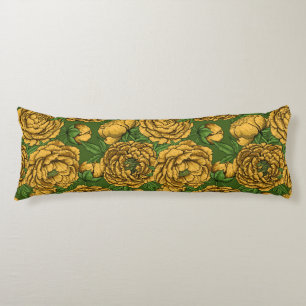 Yellow peony bouquet body pillow
