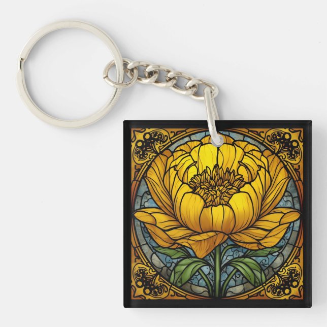 Yellow Peony Stained Glass (Devant)