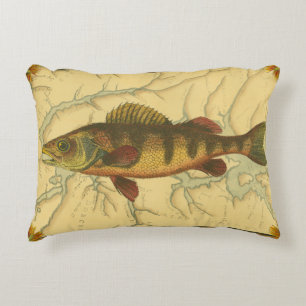 Yellow Perch on Map Decorative Pillow