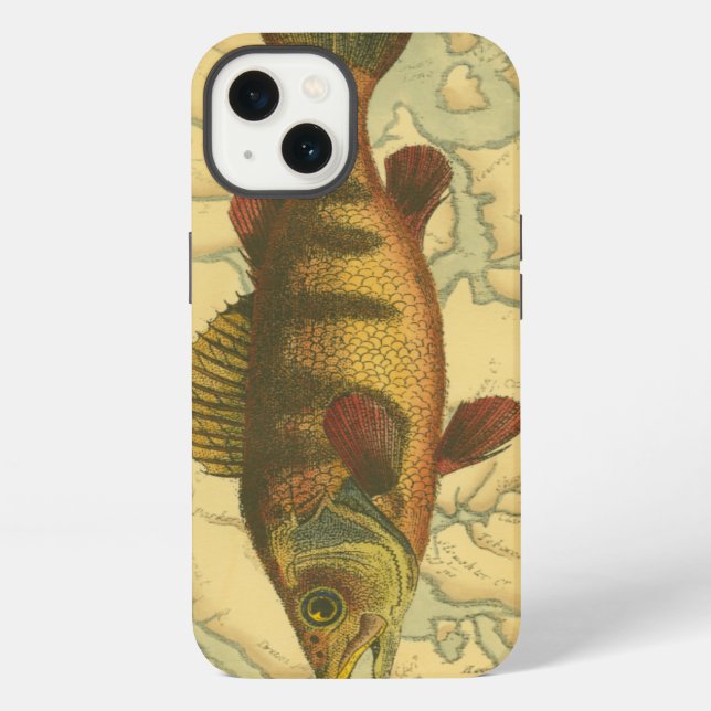 Yellow Perch on Map iPhone Case (Back)