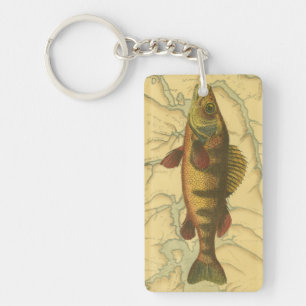 Yellow Perch on Map Keychain