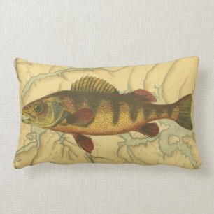 Yellow Perch on Map Lumbar Pillow