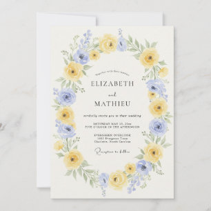 Yellow Periwinkle Ethereal Spring Wedding Invitation