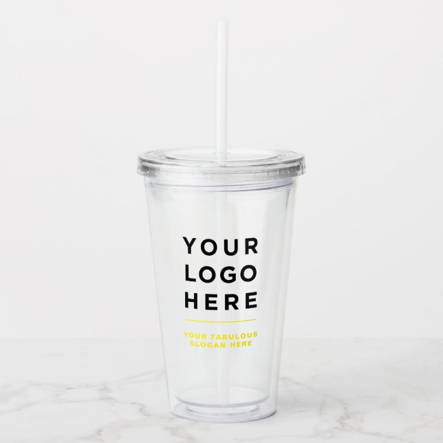 Yellow Personalized Clear Tumbler with Straw (Front)