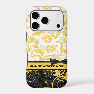 Yellow Personalized Damask iPhone 6 case