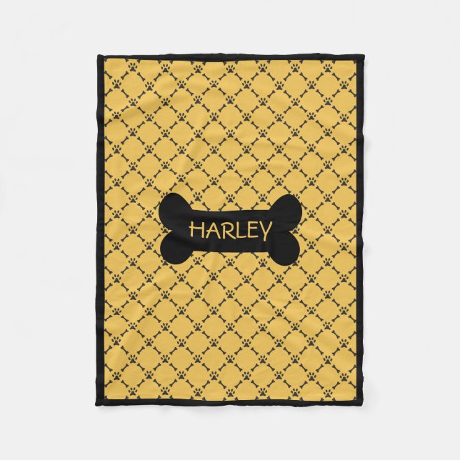 Yellow Personalized Doggie Blanket (Front)