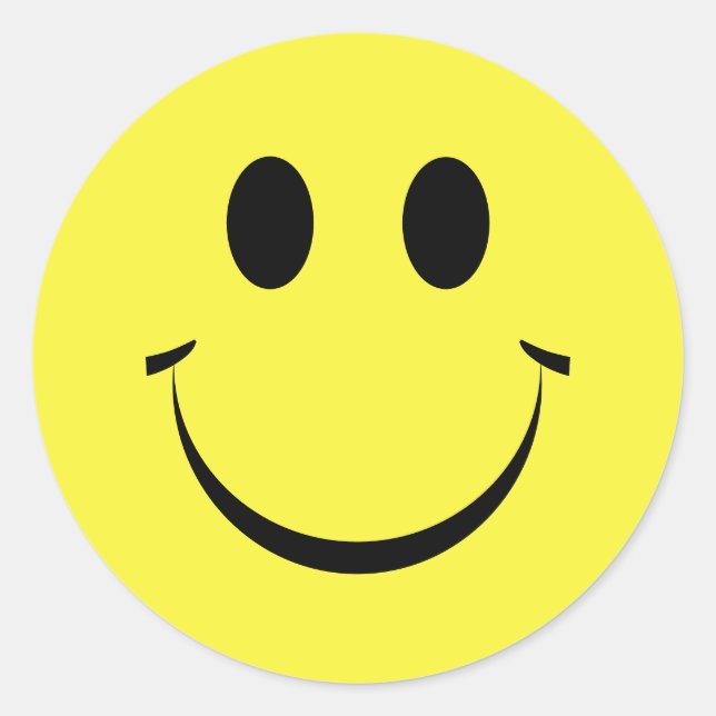 Yellow Personalized Happy Face Cute Classic Round Sticker (Front)