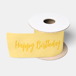 Yellow Personalized Name Happy Birthday Satin Ribbon