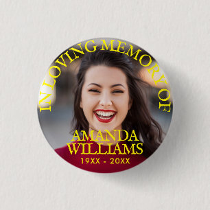 Yellow Personalized Photo Memorial 1 Inch Round Button