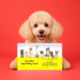YELLOW Pet Waste Removal Watercolor Dog Yard Care Business Card