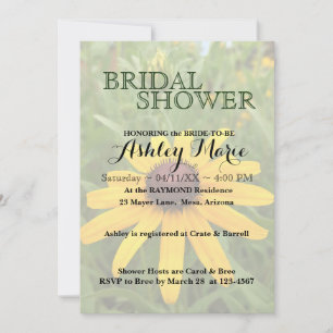 Yellow Petal Rudbeckia Flower Photo Bridal Shower Invitation