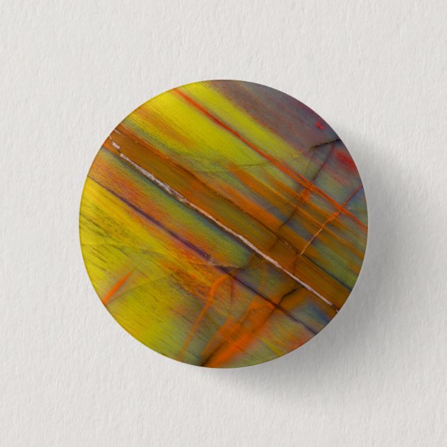 Yellow Petrified Wood 1 Inch Round Button (Front)
