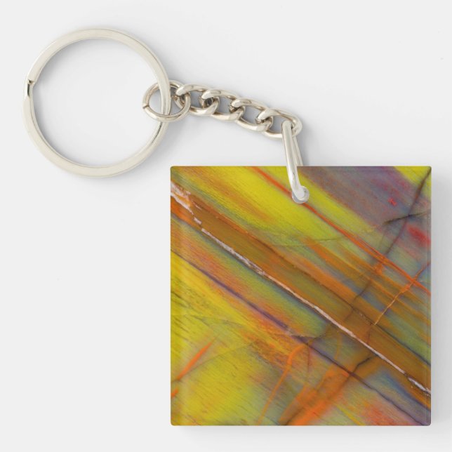 Yellow Petrified Wood Keychain (Front)