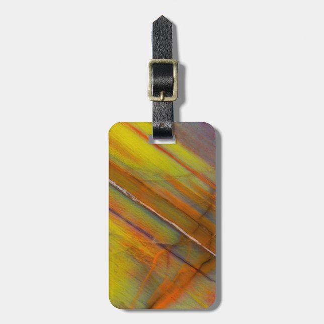 Yellow Petrified Wood Luggage Tag (Front Vertical)