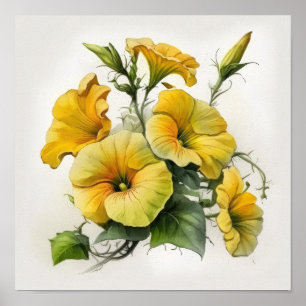 Yellow Petunias Flower Art Print Poster