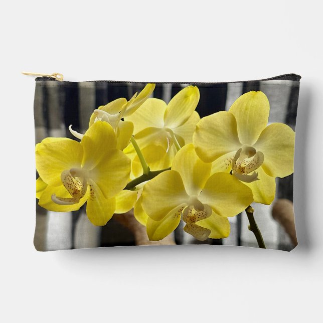 Yellow Phalaenopsis Orchid Flowers Accessory Pouch (Front)