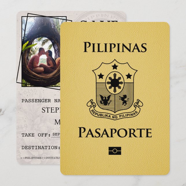 Yellow Philippines Passport Save The Date (Front/Back)