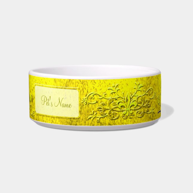 Yellow Photo and Name Earthen Fancy Pottery Bowl (Right)