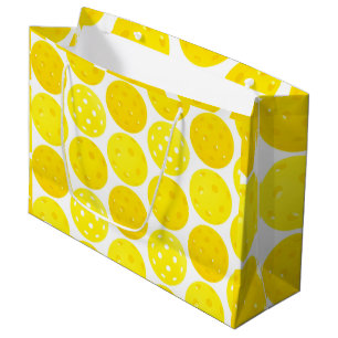 Yellow Pickleball Balls, Serving 0-0-2, on White Large Gift Bag