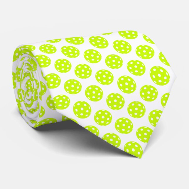 Yellow Pickleball Pattern Neck Tie (Rolled)