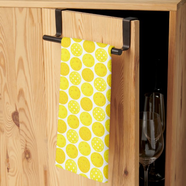 Yellow Pickleballs Bouncing in the Kitchen Kitchen Towel (Thirds Fold)