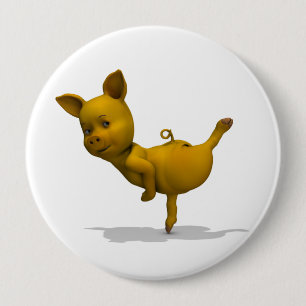 Yellow Pig Arabesque 4 Inch Round Button