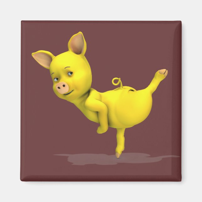 Yellow Pig Arabesque Magnet (Front)