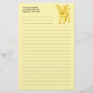 Yellow Pig Day July 17 Cute Piglet Stationery