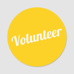 Yellow Pin-back Volunteer Buttons Name Tag