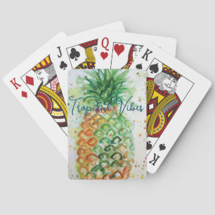 Yellow Pineapple Fruit Beachy Tropical Vibes Playing Cards