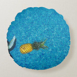 Yellow pineapple fruit round pillow