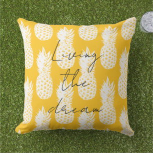 Yellow pineapple pattern big outdoor pillow