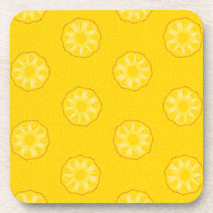Yellow Pineapple Slices Pattern Coaster