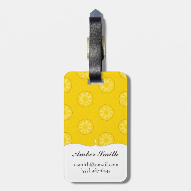 Yellow Pineapple Slices Pattern Luggage Tag (Back Vertical)