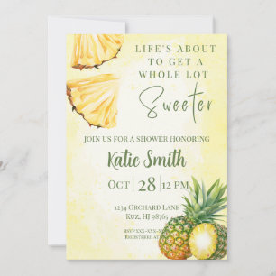 Yellow Pineapple Themed Shower Invitation