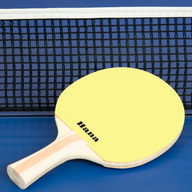 Yellow Ping Pong Paddle Different Text, Both Side (Insitu)