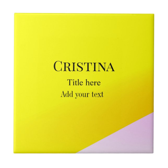 Yellow pink abstract add name title text pattern p tile (Front)