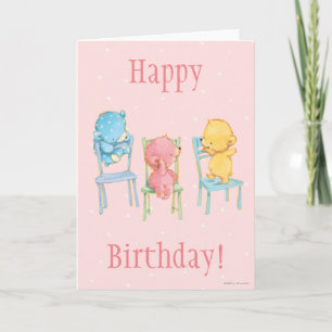 Yellow, Pink, and Blue Bears on Chairs Card