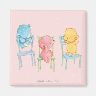 Yellow, Pink, and Blue Bears on Chairs Magnet
