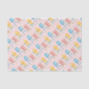 Yellow, Pink, and Blue Bears on Chairs Tissue Paper