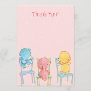 Yellow, Pink, and Blue Bears Thank You Card