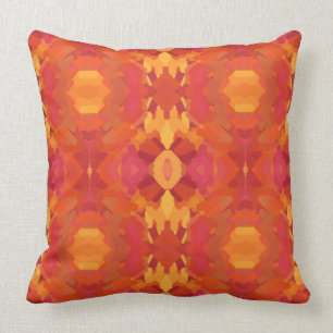 Yellow, Pink and Orange Kaleidoscope Throw Pillow