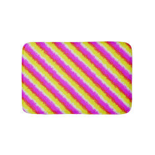Yellow Pink Artdeco Rainbow Stripes Bath Mat