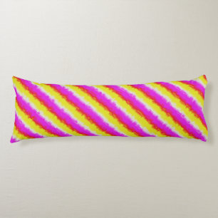 Yellow Pink Artdeco Rainbow Stripes Body Pillow