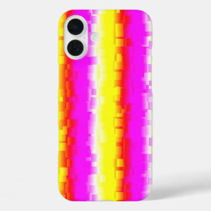 Yellow Pink Artdeco Rainbow Stripes iPhone 16 Plus Case